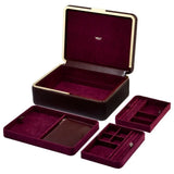 Wolf Porta Gioie Bella Medio vista completa con tre vassoi rimovibili foderati in velluto bordeaux e pochette 781026