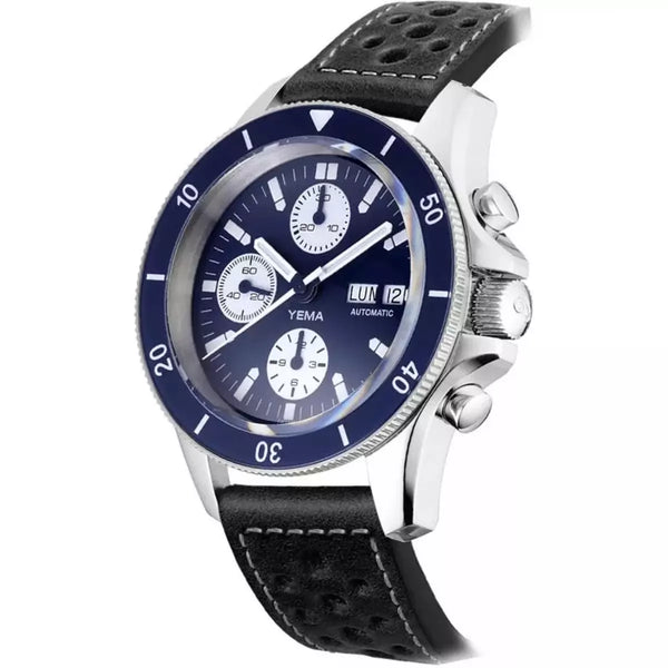 Yema Automatico Navygraf Chrono Blu 40 mm YNAV22CH.EN-GA32S cinturino in pelle