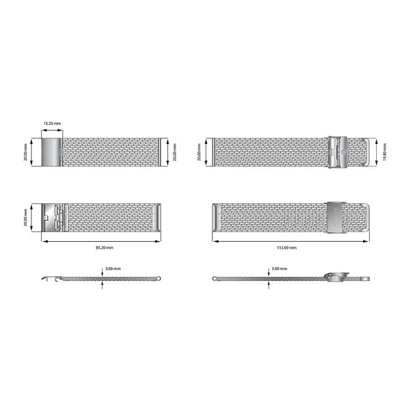 Yema Cinturino Maglia Milano 20mm