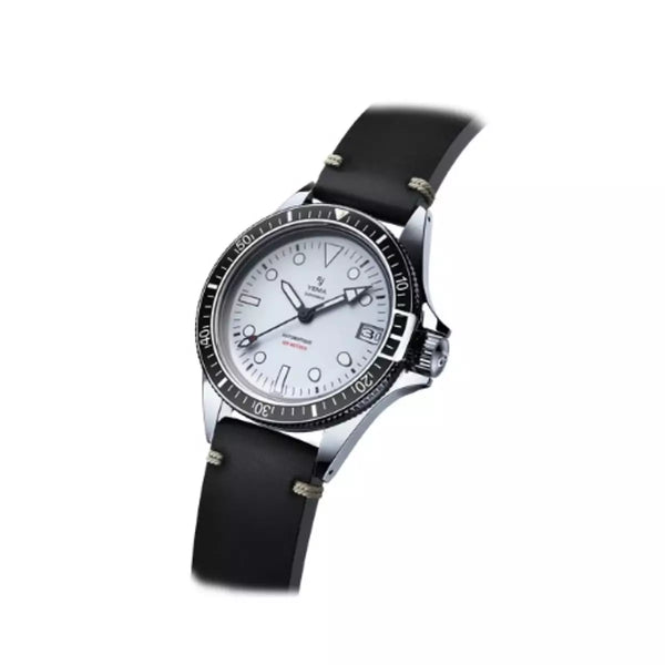 Yema Diving Superman 500 Dato Bianco 39 mm YSUP23A39-BA62S cinturino in pelle