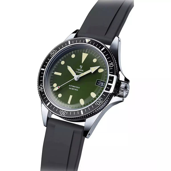 Yema Diving Superman 500 Dato Verde 39 mm YSUP23A39-ZRBS cinturino in gomma