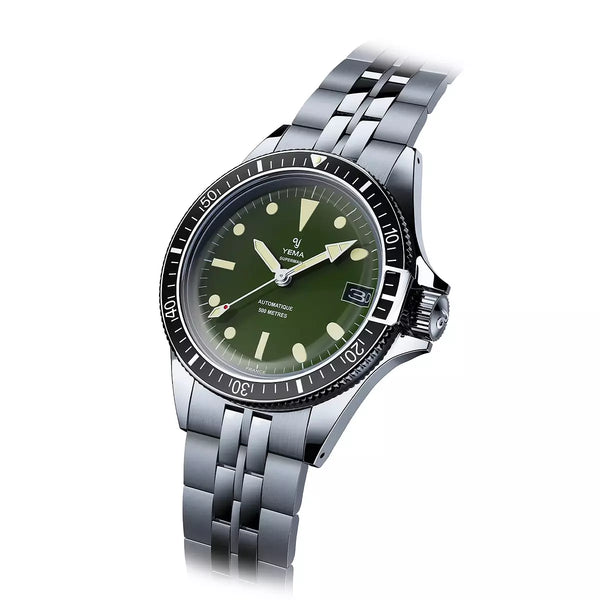 Yema Diving Superman 500 Dato Verde 39 mm YSUP23A39-ZMS bracciale Heritage