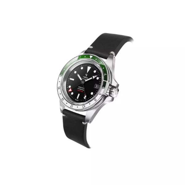 Yema Diving Superman 500 Gmt Nero 39 mm YGMT23A39-AA62S cinturino in pelle