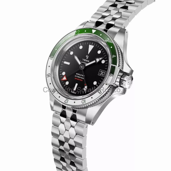 Yema Diving Superman 500 Gmt Nero 39 mm YGMT23A39-AM2S bracciale in acciaio