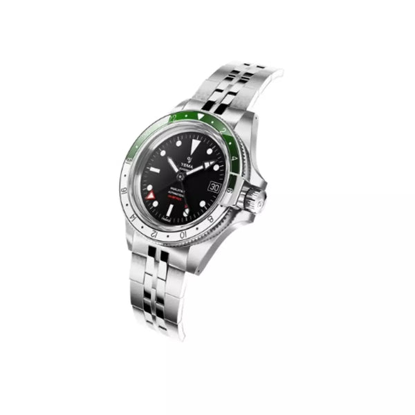 Yema Diving Superman 500 Gmt Nero 39 mm YGMT23A39-AMS bracciale Heritage