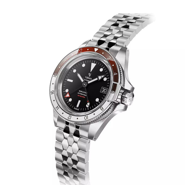 Yema Diving Superman 500 Gmt Nero 39 mm YGMT23B39-AM2S bracciale in acciaio