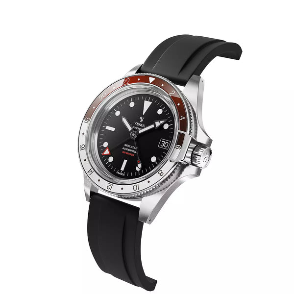 Yema Diving Superman 500 Gmt Nero 39 mm YGMT23B39-ARBS cinturino in gomma