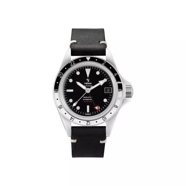 Yema Diving Superman 500 Gmt Nero 41 mm YGMT22A41-AA62S cinturino in pelle