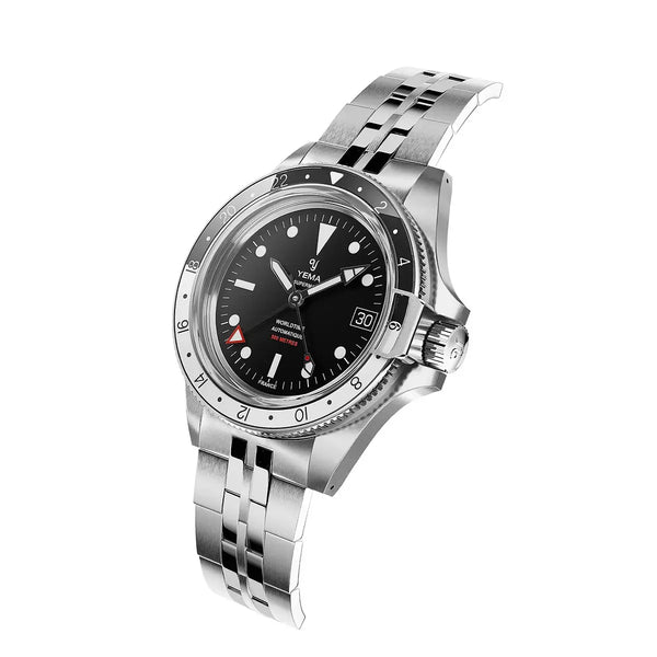 Yema Diving Superman 500 Gmt Nero 41 mm YGMT22A41-AMS bracciale Heritage