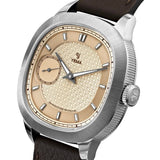 Yema Granvelle Renaissance CMM.29 dettaglio quadrante motivo rinascimentale, corona cuscino e indici sfaccettati 77.26.29.08.SN.L8