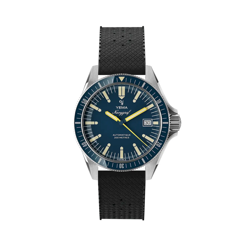 Orologio Yema Navigraf Heritage Blu Cinturino Caucciù