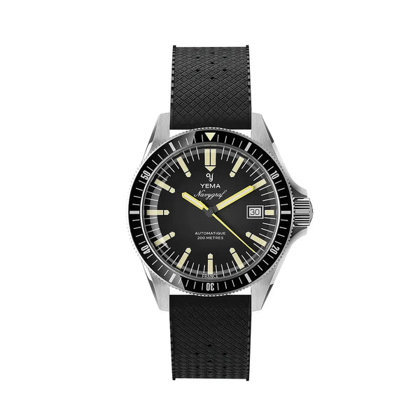 Orologio Yema Navigraf Heritage Nero Cinturino Caucciù
