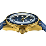 Yema Navygraf Marine Nationale dettaglio corona a vite con stemma àncora e ghiera unidirezionale IP-bronzo YMHF1591MN-GG
