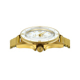 Yema Navygraf Marine Nationale Femme dettaglio corona a vite con stemma ancora e lunetta unidirezionale IP-bronzo YMHF1592MN-BM