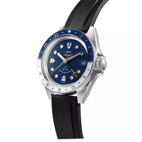 Yema Navygraf Marine Nationale Gmt Blu YNAV23MN-GRBS cinturino in gomma