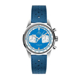 Yema Rallygraf Alpine Cup Series cronografo quadrante blu bi-compax con cinturino pelle traforata blu YMHF1589ALP-GG33