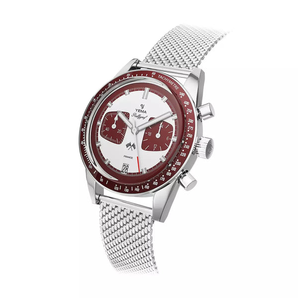 Yema Rallygraf Meca-Quartz Bordeaux YMHF1580-LM bracciale maglia Milano