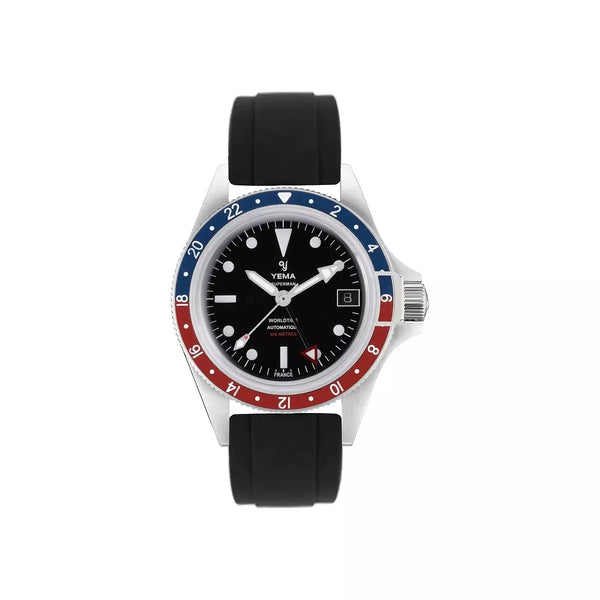 Yema Superman 500 Gmt Pepsi Nero 39 mm YGMT22B39-ARBS cinturino in pelle