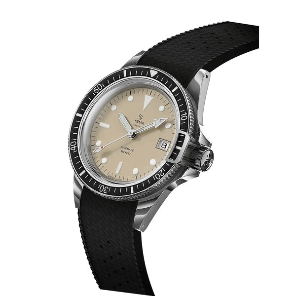 Orologio Yema Superman Dato Swiss Beige 39 mm Cinturino Gomma