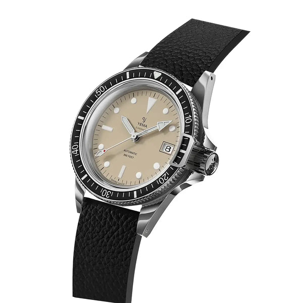 Orologio Yema Superman Dato Swiss Beige 41 mm Cinturino Pelle
