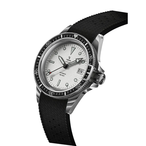 Orologio Yema Superman Dato Swiss Bianco 39 mm Cinturino Gomma