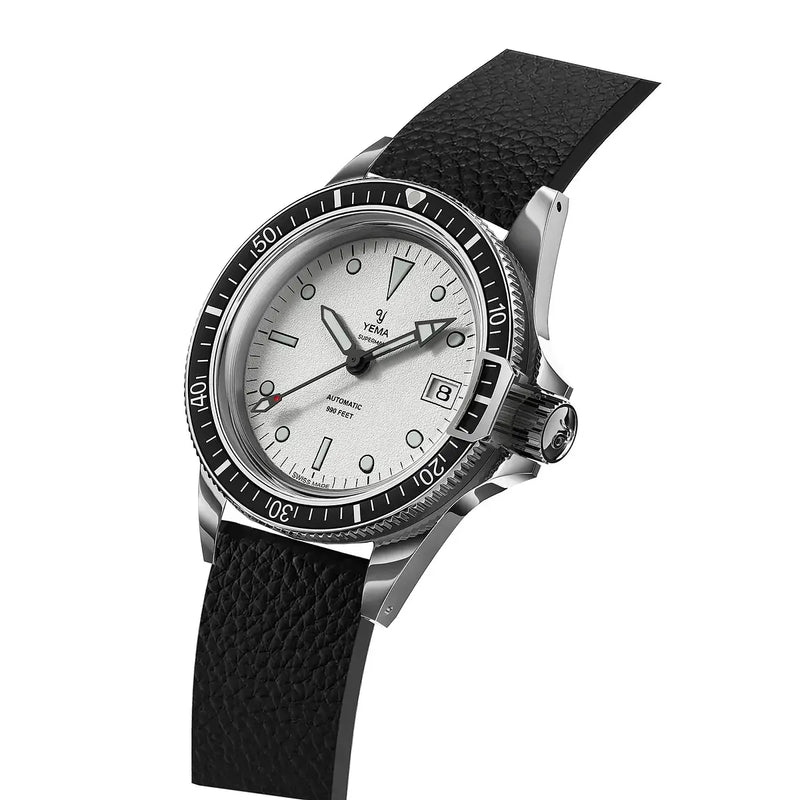 Orologio Yema Superman Dato Swiss Bianco 41 mm Cinturino Pelle
