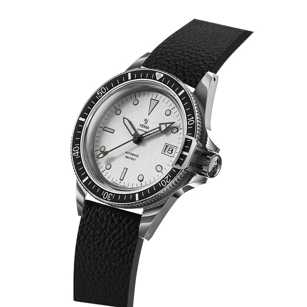 Orologio Yema Superman Dato Swiss Bianco 39 mm Cinturino Pelle