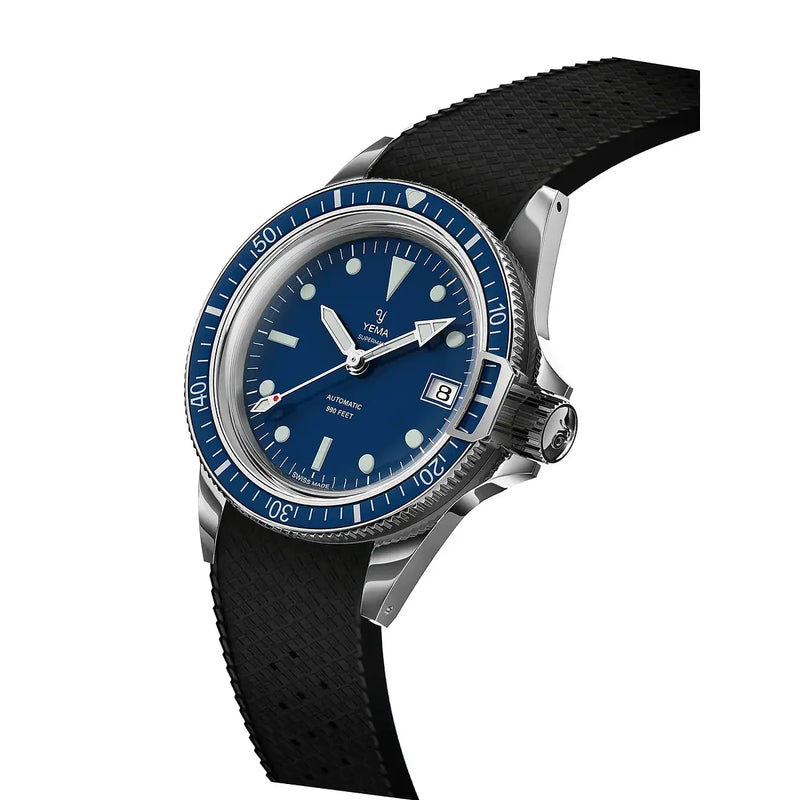 Orologio Yema Superman Heritage Swiss Blu 39 mm Cinturino Gomma