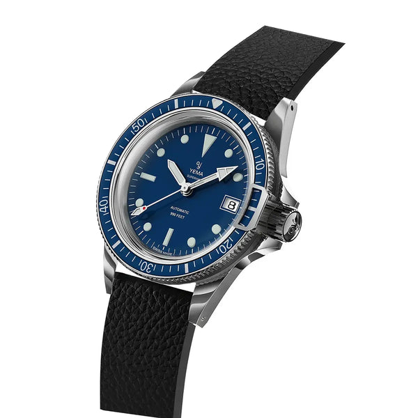 Orologio Yema Superman Dato Swiss Blu 39 mm Cinturino Pelle