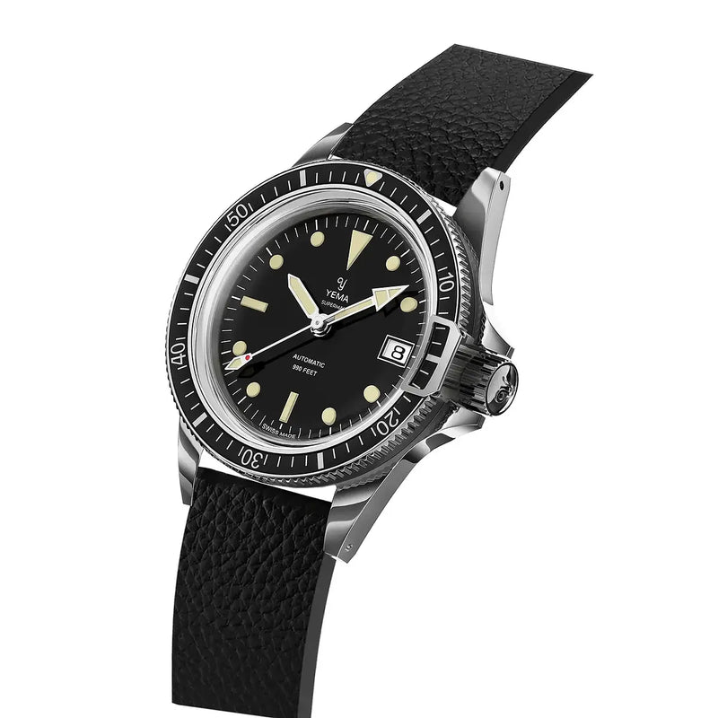 Orologio Yema Superman Dato Swiss Nero 41 mm Cinturino Pelle