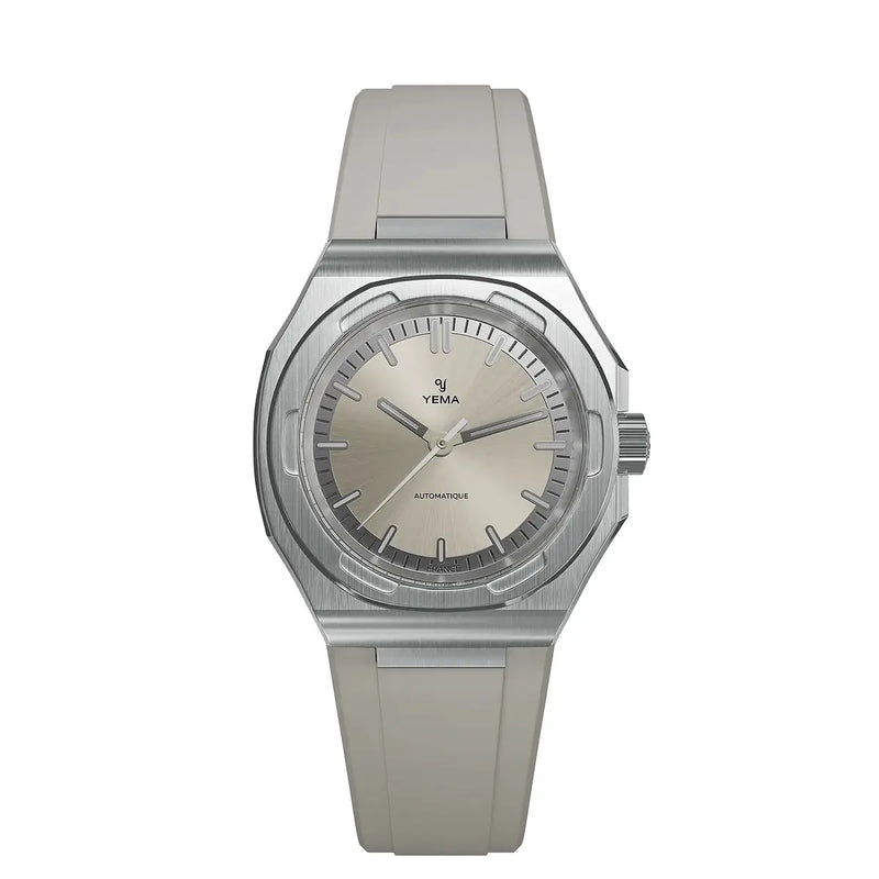 Orologio Yema Urban Traveller Argento Cinturino Gomma FKM
