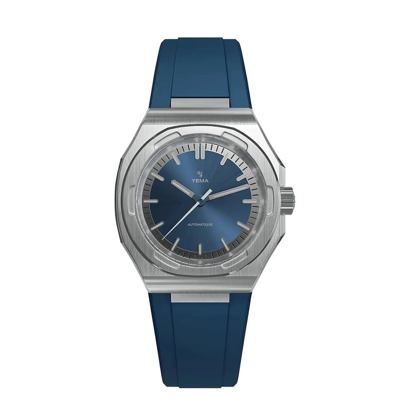 Orologio Yema Urban Traveller Blu Cinturino Gomma FKM