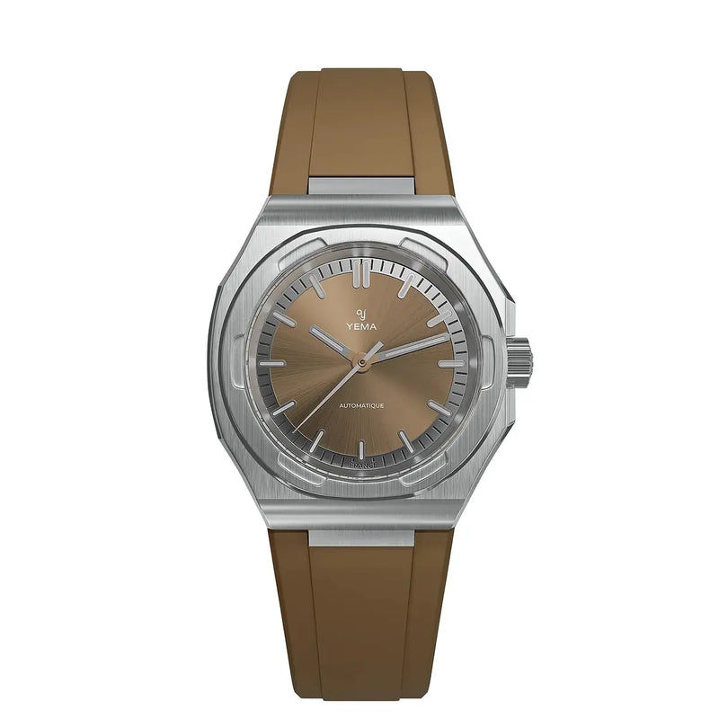 Orologio Yema Urban Traveller Marrone Cinturino Gomma FKM