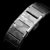 Yema Wristmaster Slim Small Seconds CMM.29 dettaglio chiusura butterfly a doppio pulsante con logo inciso camouflage 76.26.29.09.SNL.M