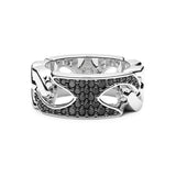 Zancan Anello Cosmopolitan Luxury uomo in argento 925 con pietre nere naturali e design a catena intrecciata ESA044