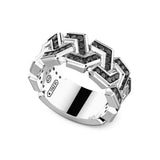 Zancan Anello Cosmopolitan Luxury Fascia dettaglio interno punzone 925 e lavorazione geometrica in argento ESA049
