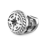 Zancan Anello Cosmopolitan Rosa dei venti argento dettaglio laterale con incisione logo e lavorazione a cordino EXA086