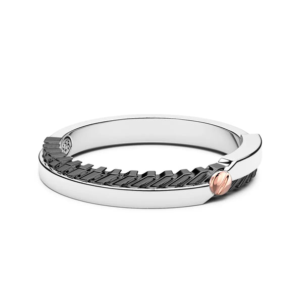 ZANCAN Anello Fedina in Argento e Vite in Oro Rosa