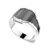 Zancan Anello Insignia 925 Chevalier argento vista laterale con logo inciso e lavorazione a righe ESA050
