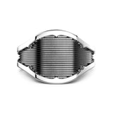 Zancan Anello Insignia 925 Chevalier uomo in argento con placca rigata scura e profilo sagomato ESA050