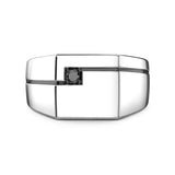 Zancan Anello Insignia 925 Chevalier uomo in argento con pietra nera centrale e design geometrico ESA053