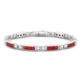 Zancan Bracciale Cosmopolitan uomo in argento 925 con pietre rosse naturali taglio carrè, chiusura a scatto ESB281