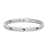 Zancan Bracciale Cosmopolitan uomo in argento maglia groumette con pietre nere naturali incastonate ESB287