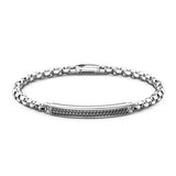Zancan Bracciale Cosmopolitan uomo in argento lucido con catena tubolare e sezione centrale intrecciata EXB702-N