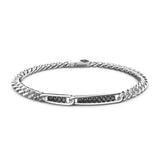 Zancan Bracciale Cosmopolitan Grumetta uomo in argento 925 con placca pietre nere e maglia grumetta ESB086