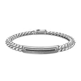 Zancan Bracciale Cosmopolitan Grumetta uomo in argento con spinelli neri naturali, catena grumetta e chiusura a scatto EXB653