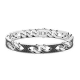 Zancan Bracciale Cosmopolitan Luxury Grumette uomo in argento 925 con pietre nere, maglia grumette ESB256
