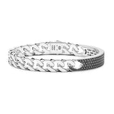 Zancan Bracciale Cosmopolitan Luxury schiava e grumette in argento 925 con pietre nere pavé, uomo ESB257