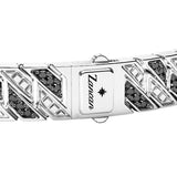 Zancan Bracciale Cosmopolitan Luxury dettaglio chiusura con logo Zancan inciso e pietre nere su argento 925 ESB260