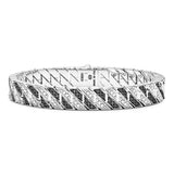 Zancan Bracciale Cosmopolitan Luxury Solo maglia in argento 925 con pietre nere e motivo diagonale geometrico ESB260